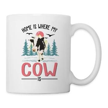 Zuhause ist wo meine Kuh ist Landwirt Bauer - Tasse - Weiß - Rechts