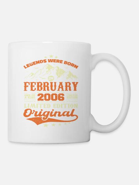 Geschenk zum 18. Geburtstag geboren im Februar 2006 - Tasse - Weiß