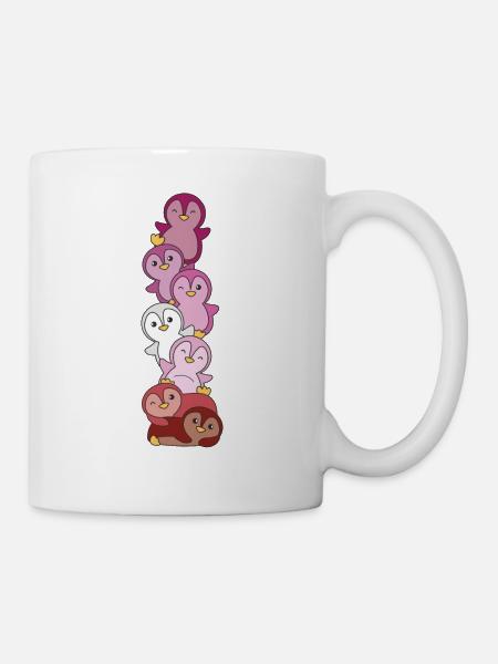 Rouge à lèvres Lesbienne Drapeau Pride LGBTQ Pingouin mignon - Mug blanc - blanc