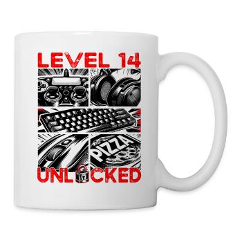 Geburtstag Level 14 freigeschaltet Gaming & Zocker - Tasse - Weiß - Rechts