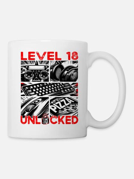 Geburtstag Level 18 freigeschaltet Gaming & Zocker - Tasse - Weiß