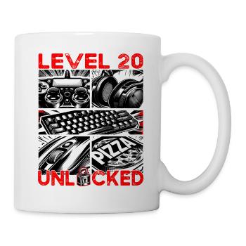 Geburtstag Level 20 freigeschaltet Gaming & Zocker - Tasse - Weiß - Rechts