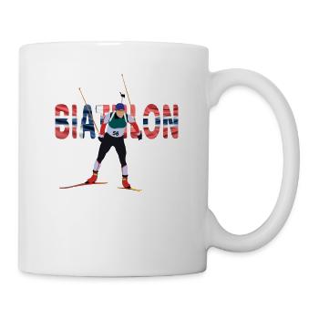 Winter sports biathlon with Norwegian flag - Mug - white - Right