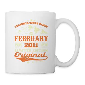 13-Jähriger geboren im Februar 2011 Geburtstagsgeschenk - Tasse - Weiß - Rechts