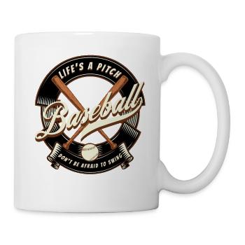 Baseball Life's a Pitch - Tasse - Weiß - Rechts