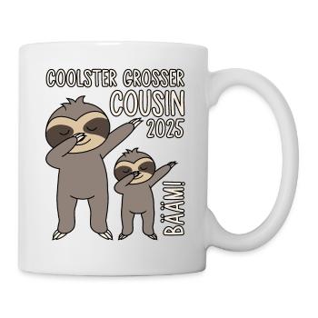 Dabbing Faultier Bääm! Coolster Großer Cousin 2025 - Tasse - Weiß - Rechts