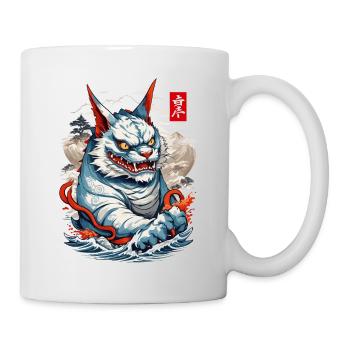 Japan Aesthetic Cats Yokai Ukiyo-E Streetwear - Mug - white - Right
