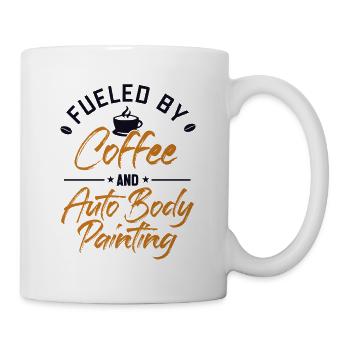 Angetrieben von Kaffee und Karosserielackierung Fahrzeug - Tasse - Weiß - Rechts