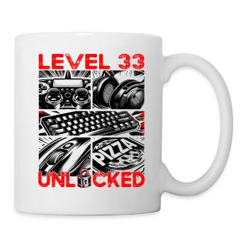 Geburtstag Level 33 freigeschaltet Gaming & Zocker - Tasse - Weiß - Rechts