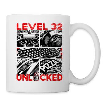 Geburtstag Level 32 freigeschaltet Gaming & Zocker - Tasse - Weiß - Rechts
