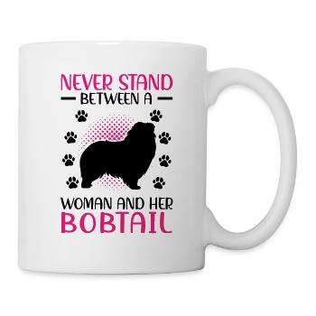 Femme et son Bobtail Vieux Chien de Berger Anglais - Mug blanc - blanc - Droite