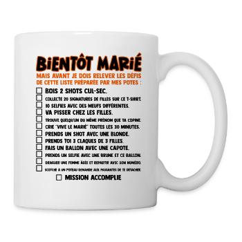 Gages Liste EVG Futur Marié Humour Cadeau Team - Mug blanc - blanc - Droite