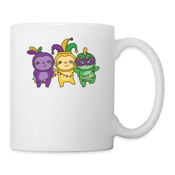 Mardi Gras Faultier Faschings Kostüm - Tasse - Weiß - Rechts