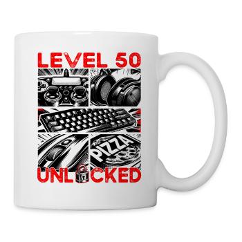 Geburtstag Level 50 freigeschaltet Gaming & Zocker - Tasse - Weiß - Rechts