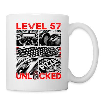 Geburtstag Level 57 freigeschaltet Gaming & Zocker - Tasse - Weiß - Rechts
