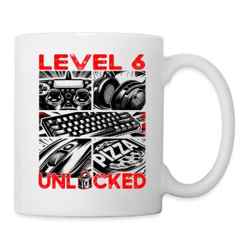 Niveau d’anniversaire 6 Jeux et joueurs débloqués - Mug blanc - blanc - Droite