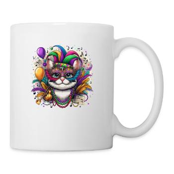 Chat mignon Mardi Gras multicolore ballons masque Grunge - Mug blanc - blanc - Droite