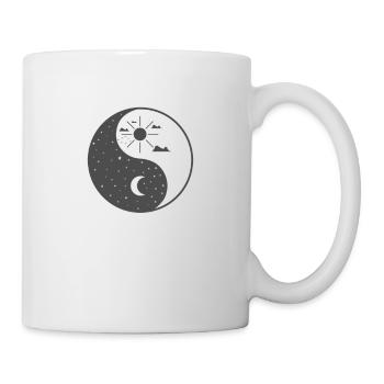 Tag und Nacht Yin and Yang Zeichen - Tasse - Weiß - Rechts