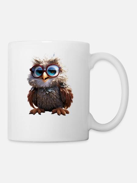 Hibou effraie cadeau hibou hibou hibou hibou hiboux mignons - Mug blanc - blanc