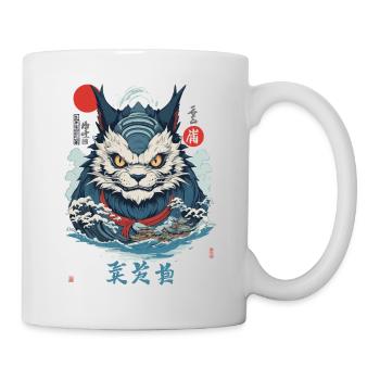 Japanese Yokai Monster Cat Vintage Streetwear - Mug - white - Right