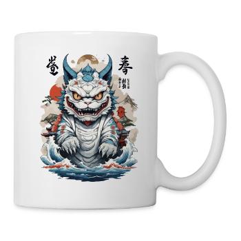 Asiatische Katzen Ukiyo-E Farbholzschnitt Design - Tasse - Weiß - Rechts