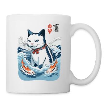 Ukiyo-E Chat Pêche Japon Art Streetwear - Mug blanc - blanc - Droite