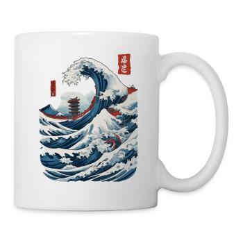 Vintage Japon Ukiyo-E vague Streetwear Design - Mug blanc - blanc - Droite
