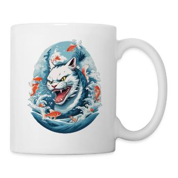 Seeungeheuer Katzen Anime Style Katze Design - Tasse - Weiß - Rechts