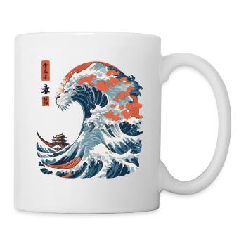 Monster Wave Japon Ukiyo-E Streetwear Vintage - Mug blanc - blanc - Droite
