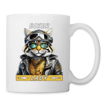 KATZE LEDERJACKE BIKER LADY - Tasse - Weiß - Rechts
