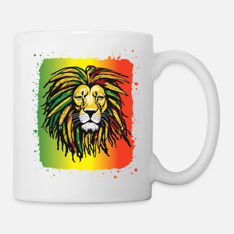 Rasta Lion Reggae Dreadlocks Farbe Rastafari Marmelade - Tasse - Weiß