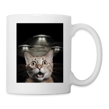 Selfie de chats drôles devant des OVNIS chat OVNI - Mug blanc - blanc - Droite
