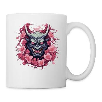 Japanese Hannya Demon Samurai Warrior Oni Mask - Mug - white - Right