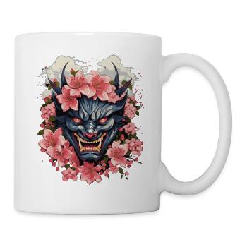 Japanese Hannya Demon Samurai Warrior Oni Mask - Mug - white - Right