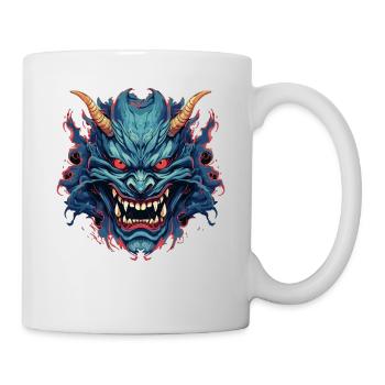 Japanese Hannya Demon Samurai Warrior Oni Mask - Mug - white - Right