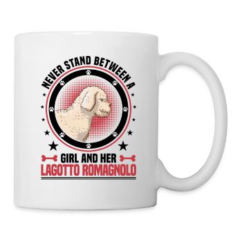 Girl and her Lagotto Romagnolo water dog - Mug - white - Right
