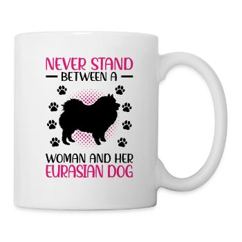 Woman and her Eurasier Eurasian Spitz - Mug - white - Right