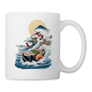 Japan Sushi Ukiyo-E Welle Streetwear Food Design - Tasse - Weiß - Rechts