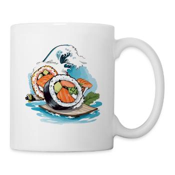 Sushi Rétro Japon Ukiyo-E Wave Streetwear Style - Mug blanc - blanc - Droite