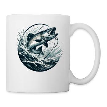 Fish with water and fish hook - Mug - white - Right