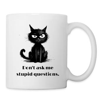 Black Cat Comic Style Funny Saying - Mug - white - Right