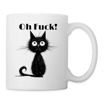Black funny cat cursing oh fuck - Mug - white - Right
