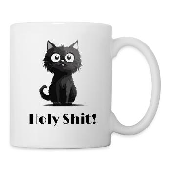 Shocked black cat with big eyes - Mug - white - Right
