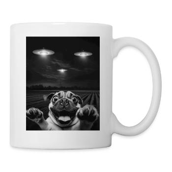 Selfie De Chiens Drôles Devant Des OVNIS Chien OVNI - Mug blanc - blanc - Droite