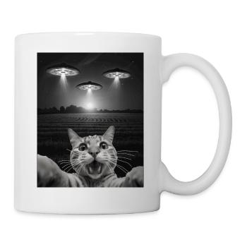 Drôle De Chats Selfie Devant Des OVNI Chat OVNI - Mug blanc - blanc - Droite