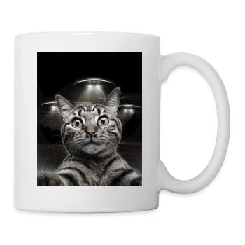 Drôle De Chats Selfie Devant Des OVNI Chat OVNI - Mug blanc - blanc - Droite