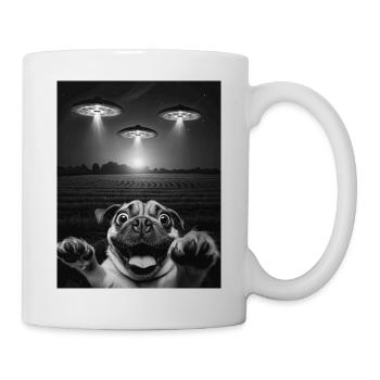 Selfie De Chiens Drôles Devant Des OVNIS Chien OVNI - Mug blanc - blanc - Droite