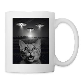 Selfie de chats drôles devant des OVNIS chat OVNI - Mug blanc - blanc - Droite