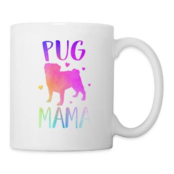 Mops Mama Bunt Mops Hund Mama Regenbogen Aquarell - Tasse - Weiß - Rechts