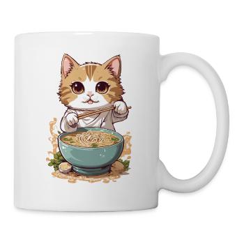 Le chat aime les ramen à la culture japonaise - Mug blanc - blanc - Droite